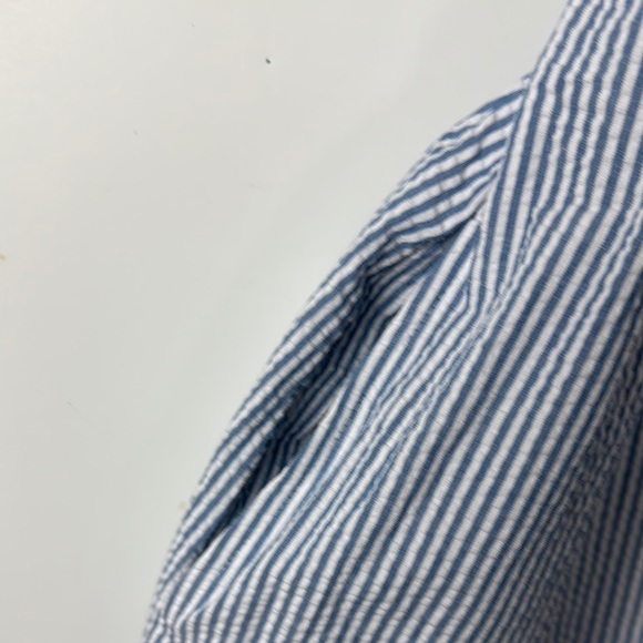 Anne Klein SEERSUCKER White&Blue Dress w/Pockets Self Tie NWT SZ 12 Classic - Picture 3 of 11